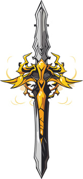 Golden-Emblazoned Sword with Silver Blade vector