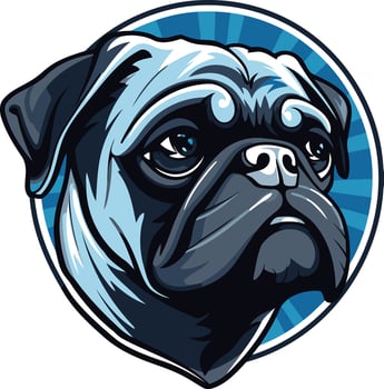 Portrait of a Pug Dog in a Blue Circle vector