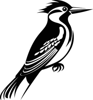 Stylish black and white illustration of a bird in a minimalist design vector