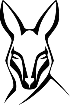 Stylized black and white illustration of a kangaroo head vector