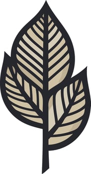 Three Leaves with Black Outlines vector