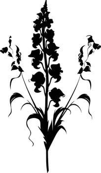 Elegant black and white silhouette of a delicate flower vector