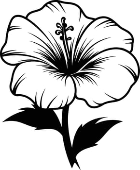 A simple, elegant black and white illustration of a hibiscus flower, perfect for adding a touch of tropical beauty to your designs vector