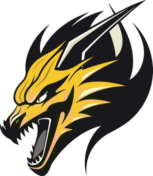 Fierce Yellow Dragon Head Mascot vector