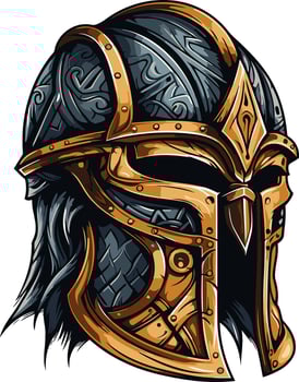 Golden Viking Helmet with Intricate Designs vector