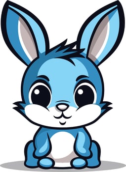 Cute Blue Bunny Cartoon Illustration vector