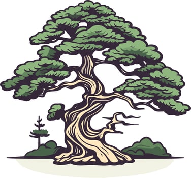 Ancient Bonsai Tree Illustration vector