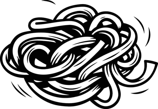 A tangled, hand drawn illustration of spaghetti noodles vector