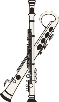 A clarinet and saxophone on a white background vector