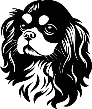 A striking black and white silhouette of a cavalier king charles spaniel, perfect for pet related designs, branding, or tattoos vector