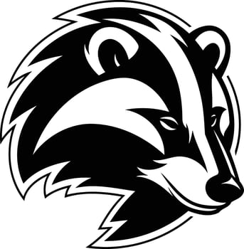 A powerful and bold black and white illustration of a badger's head, perfect for branding, logo design, or mascot creation vector