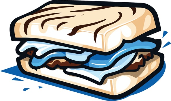 Cartoon Illustration of a Delicious Grilled Cheese Sandwich vector