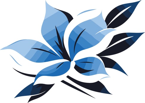 Blue Flower with Dark Green Leaves vector