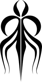 A bold and abstract black and white tattoo design featuring intricate lines and curves vector