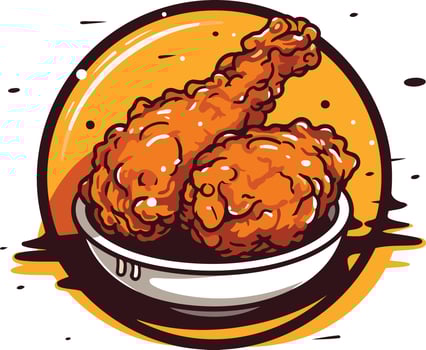 Fried Chicken in a Bowl Illustration vector