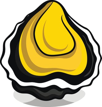 Cartoon Illustration of an Opened Oyster vector