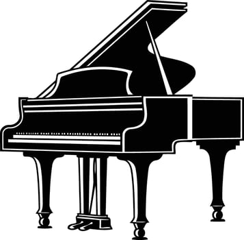 A classic silhouette of a grand piano, perfect for adding a touch of elegance to your design projects vector