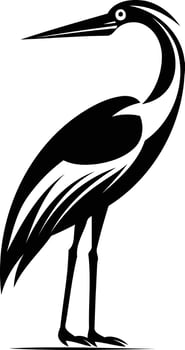 Elegant black and white silhouette of a crane vector