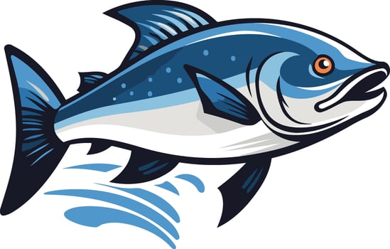 Blue and White Fish with Water Waves vector