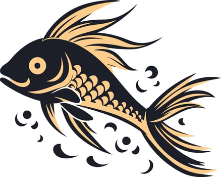 Stylized Black and Gold Fish Illustration vector