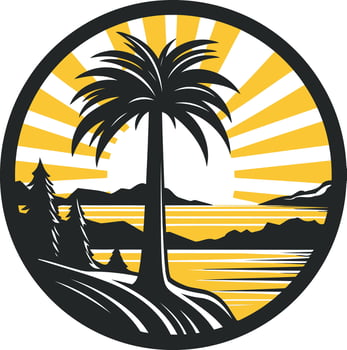Palm Tree Sunset Beach Scene vector