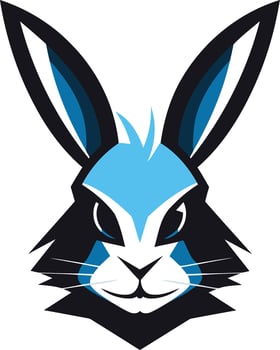 Blue and Black Bunny Mascot Logo vector