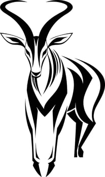 Stylized black and white illustration of an antelope in a tribal design style vector