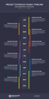 Project Schedule HistoryTimeline, Gantt Chart, Business Planning Infographic Template with 12 Months vector