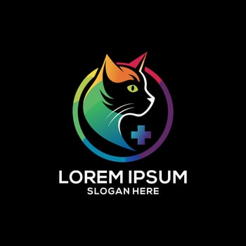 Cat health care logo. Cat logo. Cat care center logo for business. vector