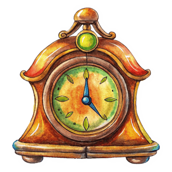 Scholar Clock Hand Drawn Art png