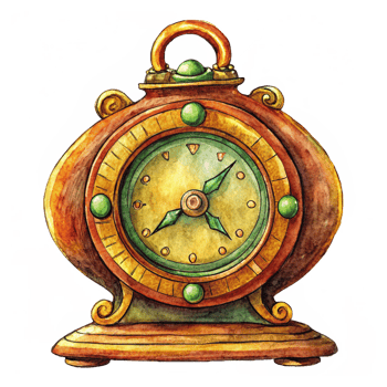 Scholar Clock Hand Drawn Graphic png