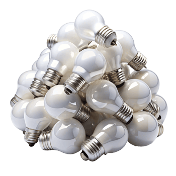 Heap of Bulb Lamps Concept png