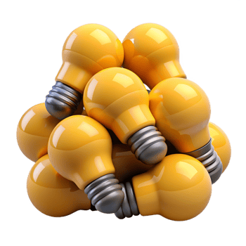 Heap of Bulb Lamp 3d Concept png