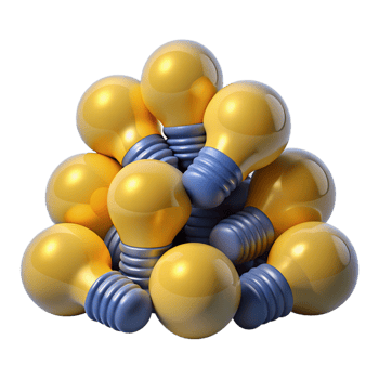 Heap of Bulb Lamp 3d Illustration png