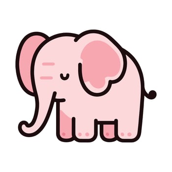 cute baby pink elephant cartoon illustration vector
