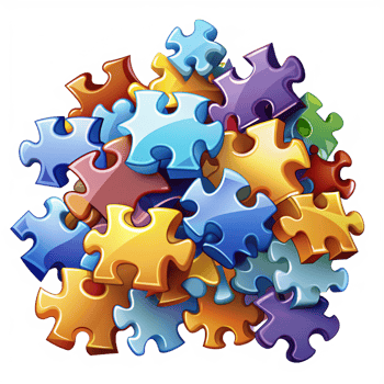 Heap of Puzzle Pieces Render png