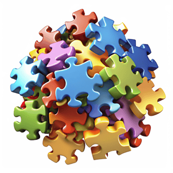 Heap of Puzzle Pieces Graphic png
