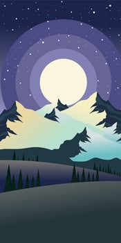Vertical landscape background of mountain view vector