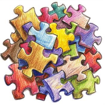 Heap of Puzzle Pieces Hand Drawn Concept png