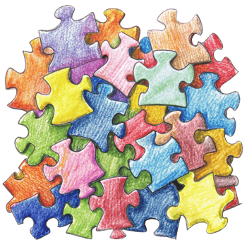 Heap of Puzzle Pieces Hand Drawn Illustration png