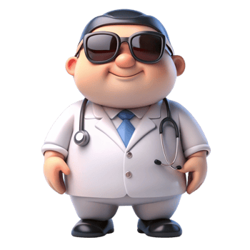 aigenerated doctor cartoon character with glasses png