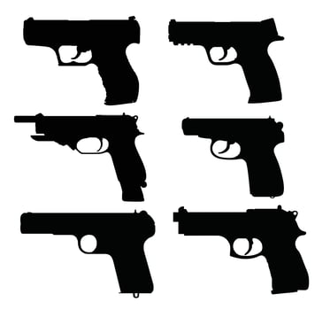 Pistols set on a white background vector