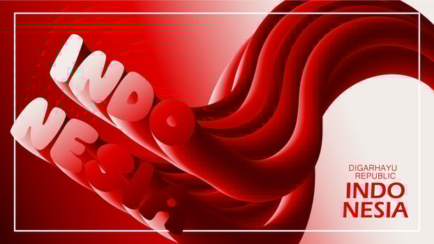 Illustration of a 3D Indonesian liquid in white with a red stripe background vector