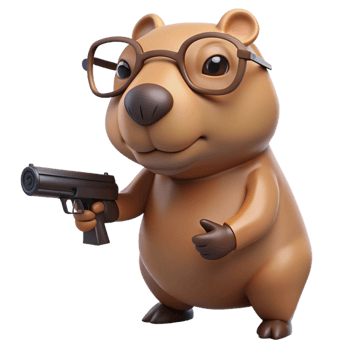 aigenerated a cartoon bear in a suit holding a gun png