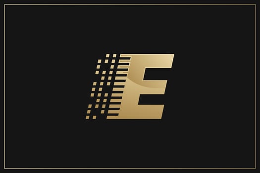 E Letter gold digital Trademark Brand Logo vector