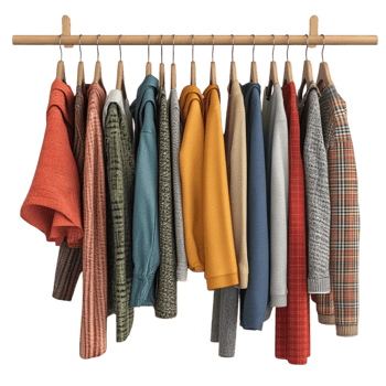 Clothes Hanging on Wooden Hanger AI-Generative png