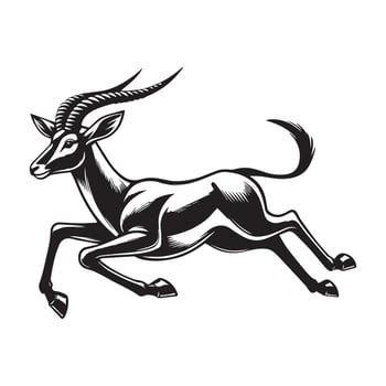 Antelope Clipart, Antelope Outline Design, Antelope silhouette, Antelope illustration in black and white vector
