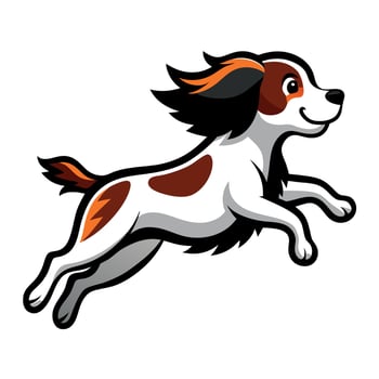 English Springer Spaniel dog jumps kawaii vector