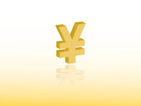 Yen as Japanese currency in gold color on light background illustration vector