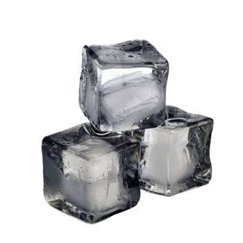 Close-Up of Three Clear Ice Cubes with Water Droplets cut out on transparent background png